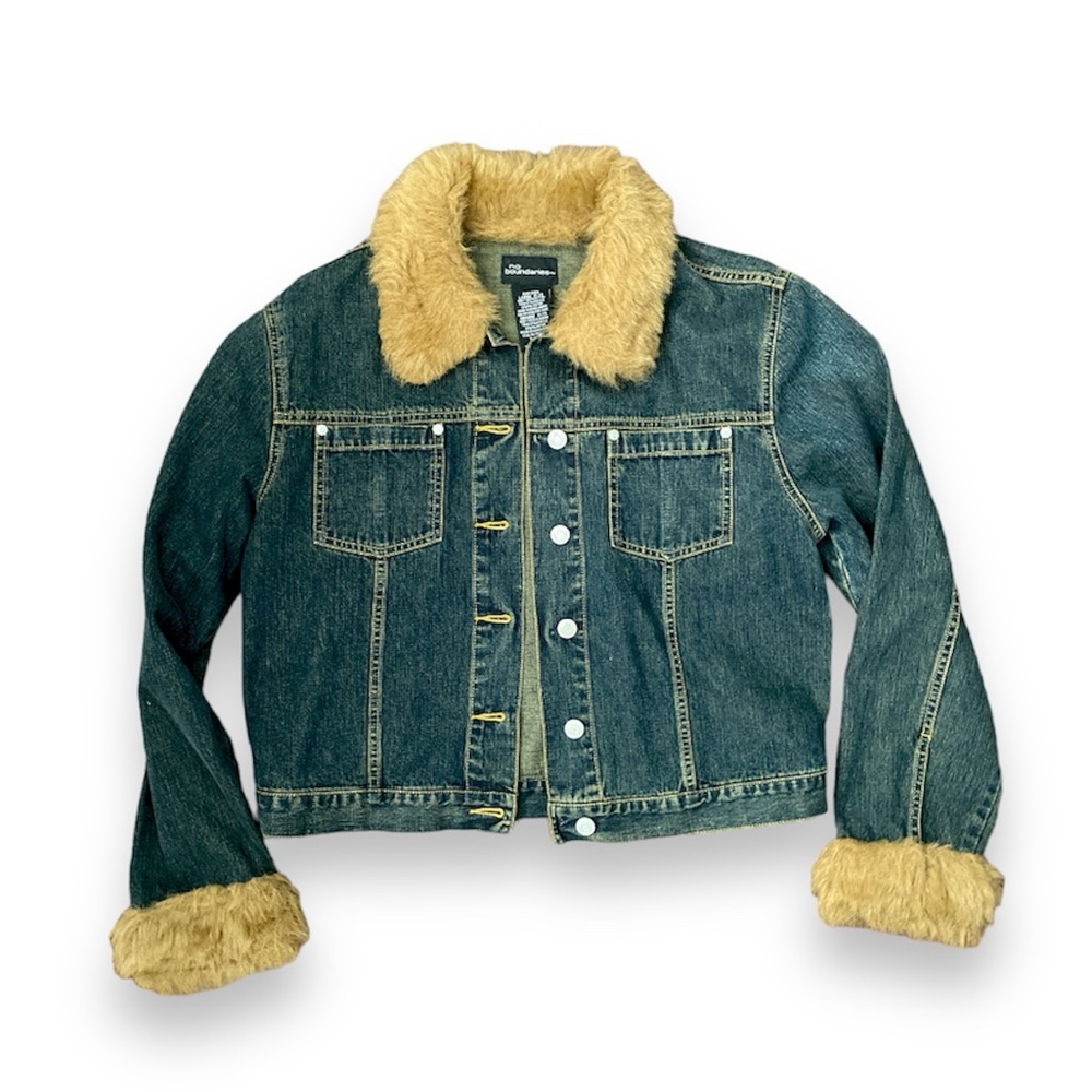 FAUX FUR TRIM DENIM JACKET